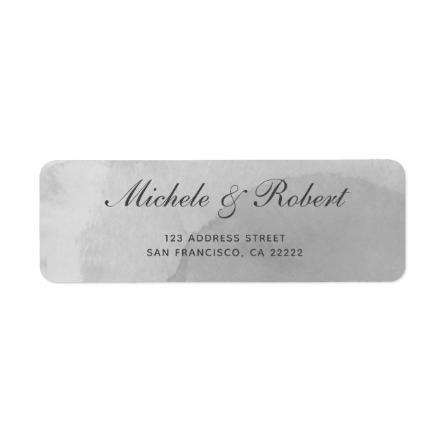 Modern Grey Watercolor Address Label (Front)