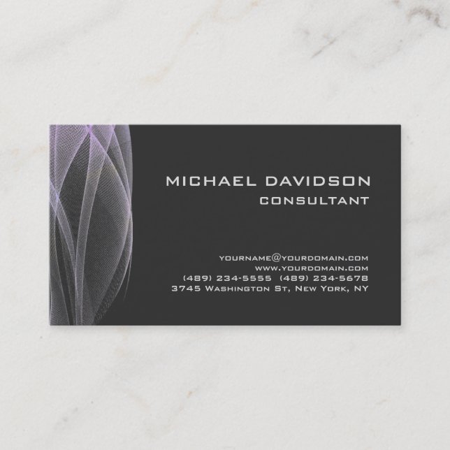 Modern Grey Wave Pattern Abstract Elegant Stylish Business Card (Front)