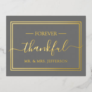 Modern Grey Wedding Mr. & Mrs. Thank You Foil Invitation Postcard