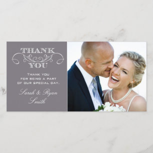 Modern Grey Wedding Photo Thank You Cards