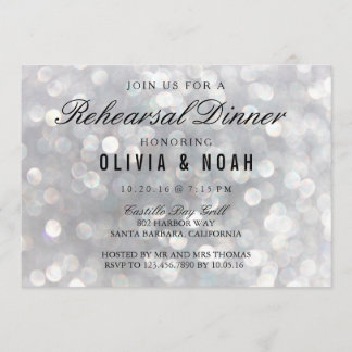 Modern Grey Wedding Rehearsal Dinner Invitations