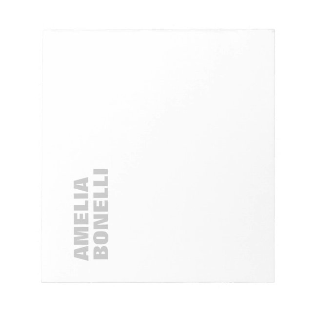 Modern Grey White Bold Minimalist Professional Notepad (Front)