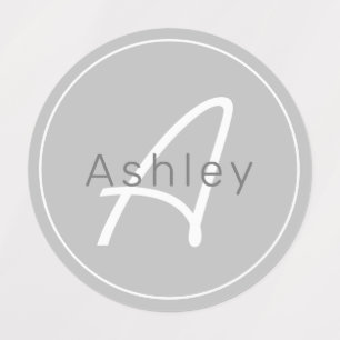 Modern Grey & White   Cool Name & Monogram