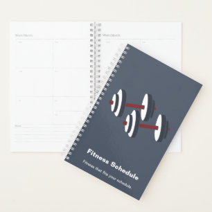 Modern Grey White Dumbbell Motto Workout Schedule Planner