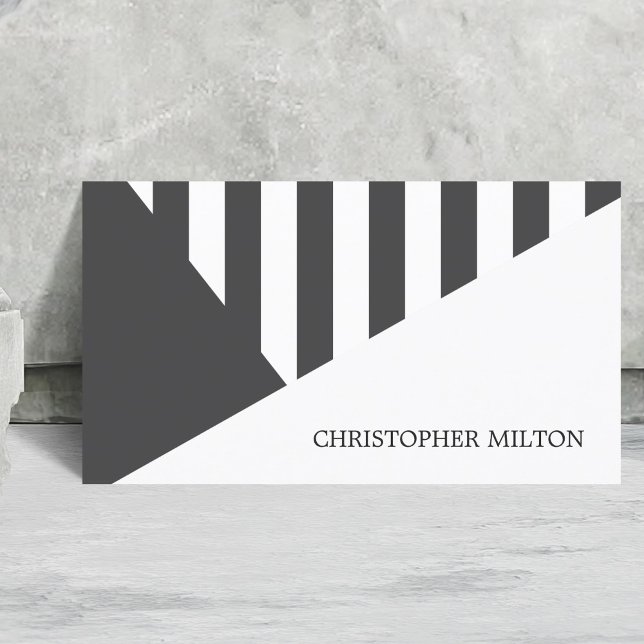 Modern Grey White Geometric Stripes Consultant Business Card (Creator Uploaded)