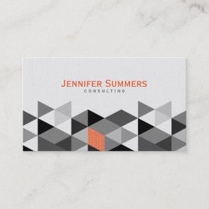 Modern Grey & White Geometric Triangles Pattern 2 Business Card