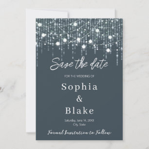Modern Grey & White Hanging Lights Save the Date  Invitation