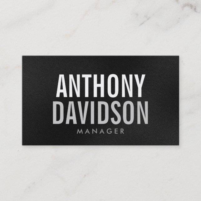 Modern Grey White Huge Bold Text Business Card (Front)