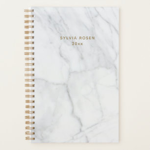 Modern Grey White Marble Personalized Planner