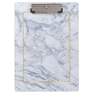 Modern Grey & White Marble Stone Clipboard
