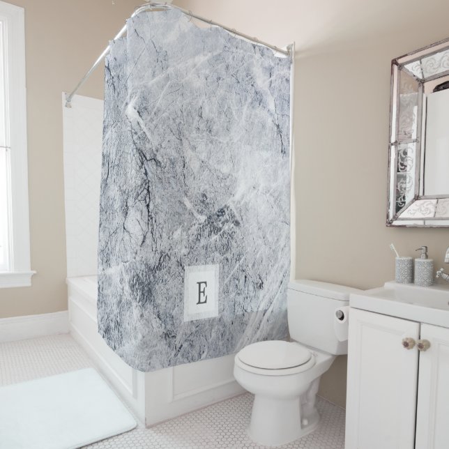 Modern grey white marble stone pattern monogram (In Situ)