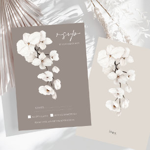 Modern Grey White Orchid Elegant Wedding RSVP Card