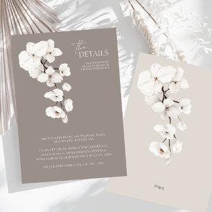 Modern Grey White Orchid Wedding Details Enclosure Card