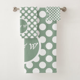 Modern Grey & White Polka Dot Bath Towel Set