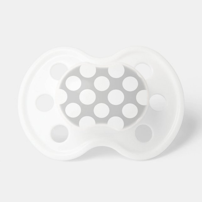 Modern Grey White Polka Dots Pattern Pacifier (Front)