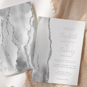Modern Grey White Silver Agate Wedding