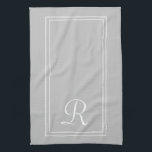 Modern Grey White Striped Monogram Kitchen Towel<br><div class="desc">Modern Grey White Striped Monogram Kitchen towel</div>