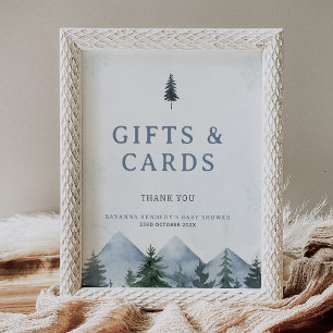 Modern Grey Wilderness Winter Baby Shower Sign