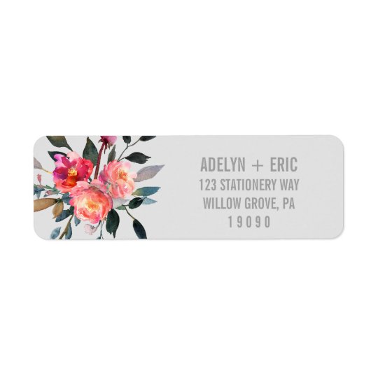 Modern Grey | Winter Flower Wedding Return Address Label