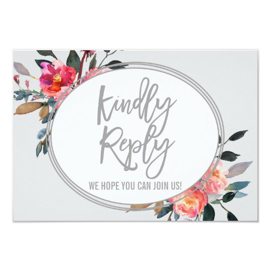Modern Grey | Winter Flower Wedding Website RSVP Card