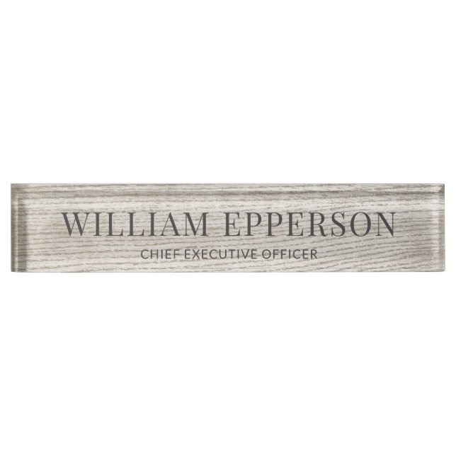 Modern Grey Wood Professional  Nameplate (Front)