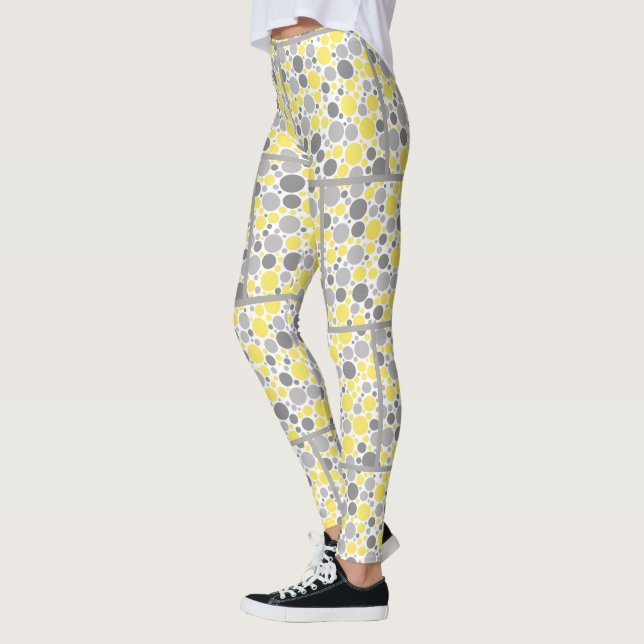 Modern Grey Yellow Bubbles Leggings (Left)