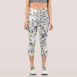 Modern Grey Yellow Floral Watercolor Pattern Capri Leggings<br><div class="desc">This artsy and modern summer/spring design is perfect for the country girl. It features an arsty and elegant hand-painted grey, blue, yellow, black, and teal green watercolor flowers and leaves on top of a simple white background. ***IMPORTANT DESIGN NOTE: For any custom design request such as matching product requests, colour...</div>
