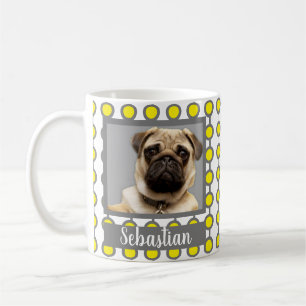 Modern Grey Yellow Geometric Pattern Pet Photo Coffee Mug