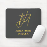 Modern Grey Yellow Monogram Mouse Pad<br><div class="desc">Keep your workspace stylish and functional with this Modern Grey Mustard Yellow Monogram Mouse Pad. The sleek design features a customizable monogram on a dark grey background, and the non-slip rubber base ensures a secure grip on any surface. Perfect for both personal and professional use, this mouse pad is a...</div>