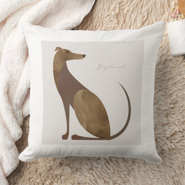 Modern Greyhound Dog Portrait Throw Pillow (Blanket)