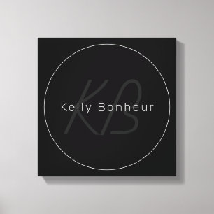 Modern Greys & Black   Cool Name & Monogram Canvas Print
