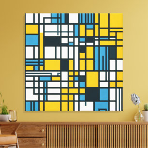 Modern Grid Abstraction – Mondrian-Inspired Geomet Canvas Print