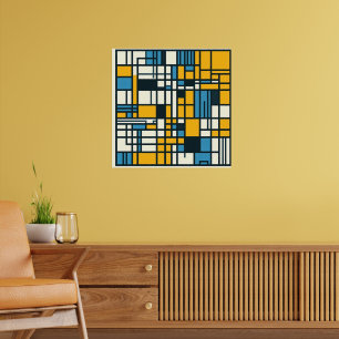 Modern Grid Abstraction – Mondrian-Inspired Geomet Poster