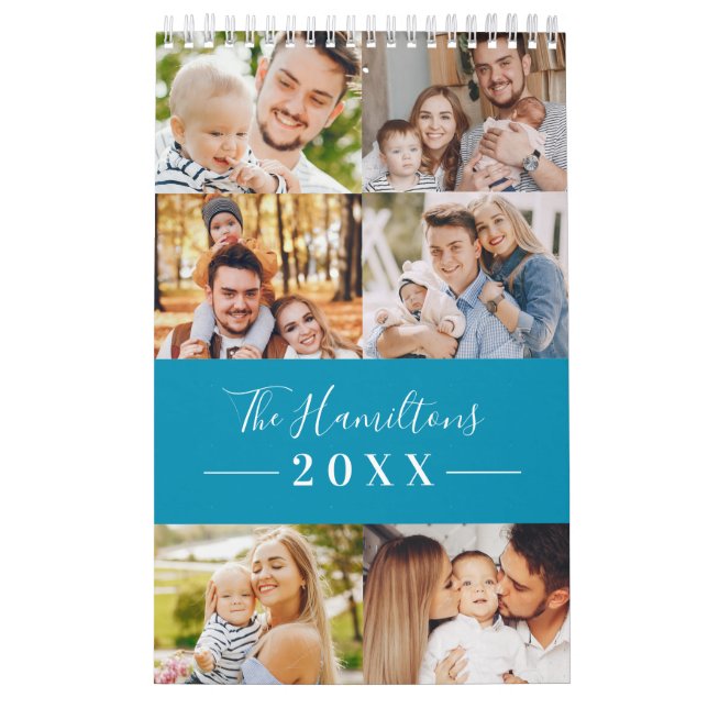 Modern Grid Collage Photo Family 2025 Calendar (Cover)