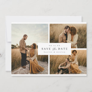 Modern Grid Save the Date Photo Announcement Card