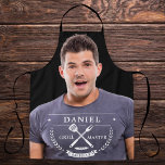Modern Grillmaster Name Instagram Photo Men's Apron<br><div class="desc">Elevate his grilling game with the Modern Grillmaster Personalized Men's Apron! Featuring sleek, contemporary design, this apron is customized with his name and photo for a personal touch. Made with durable, high-quality fabric, it’s both stylish and practical, offering full coverage to protect against spills and splashes. Perfect for BBQ enthusiasts,...</div>