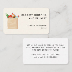 Modern Grocery Shopping Delivery Errands Help Business Card