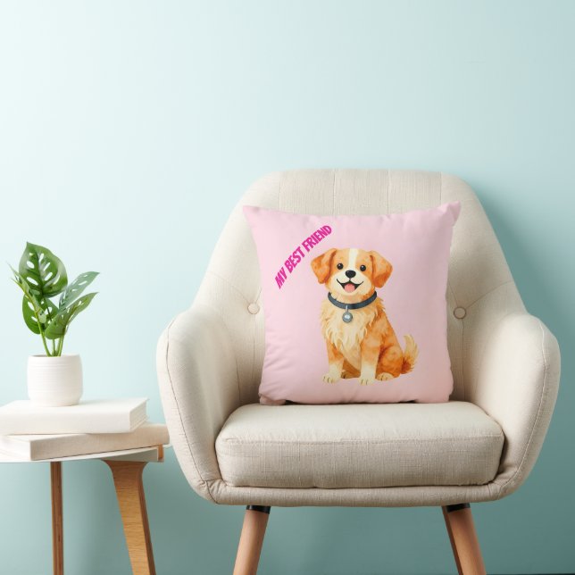 Modern Grooming Dog Personalized Collection Throw Pillow (Chair)