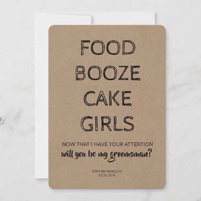 Modern GROOMSMAN / BEST MAN Funny Proposal Invitation (Front)