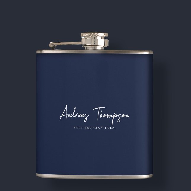Modern Groomsman Bestman Best Man Dark Navy Blue Hip Flask (Modern Groomsman Bestman Best Man Dark Navy Blue Flask
)