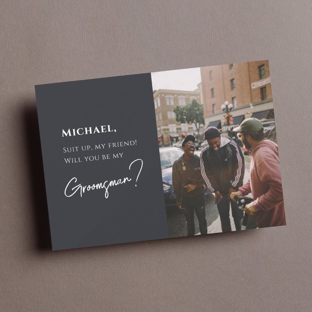 Modern Groomsman Card with Photo (Creator Uploaded)