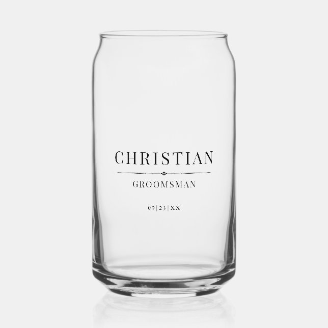 Modern Groomsmen Gift Elegant Best Man Wedding Can Glass (Front)