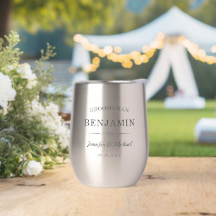 Modern Groomsmen Gift Elegant Bride and Groom Name