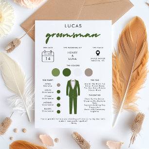 Modern Groomsmen Info Card