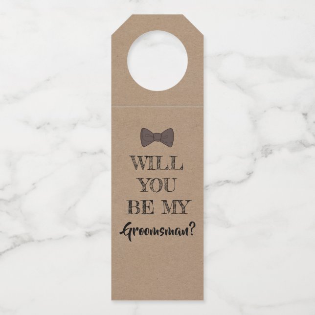 Modern Groomsmen Proposal Beer Labels Bottle Tag (Front)