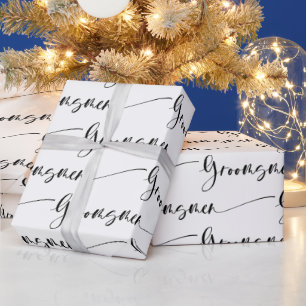 Modern Groomsmen Wrapping Paper in Black and White