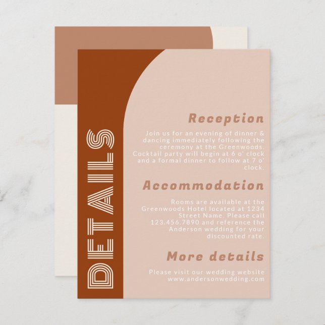 Modern Groovy Arch Retro Terracotta Wedding (Front/Back)