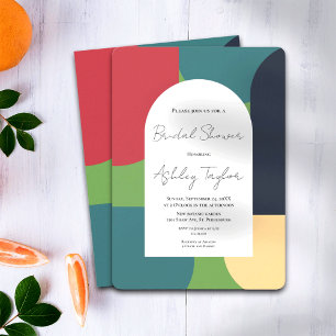 Modern Groovy Colourful Abstract Bridal Shower Invitation