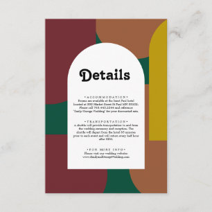 Modern Groovy Colourful Abstract Wedding Details Enclosure Card