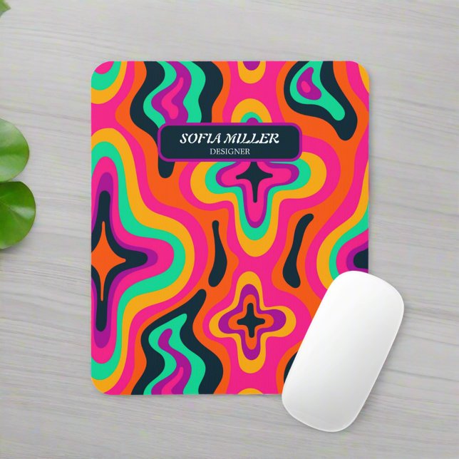 Modern Groovy Colourful Retro Abstract Boho Mouse Pad (Creator Uploaded)